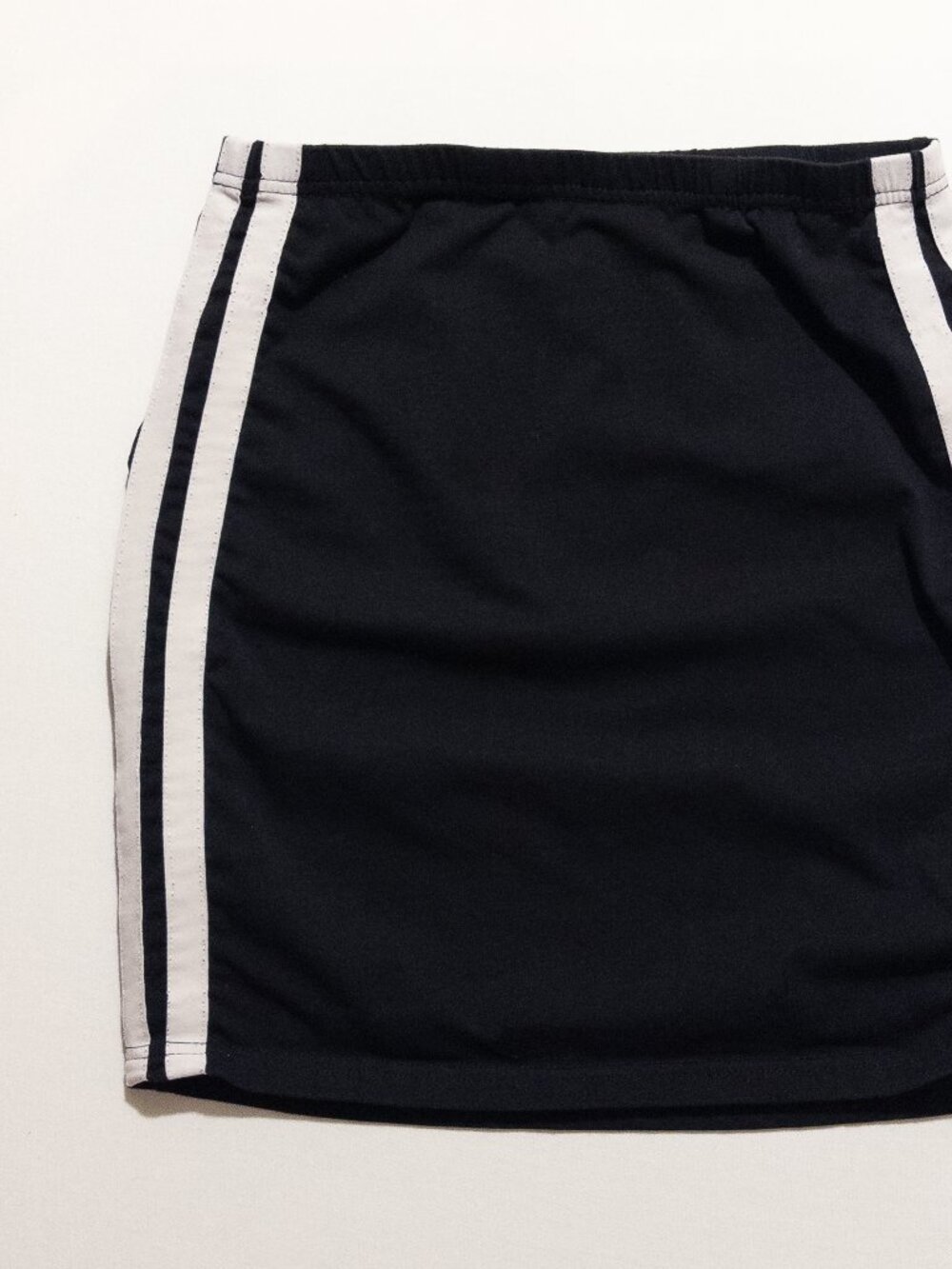 1990's 2000's Black Stretch BodyCon Athleisure Miniskirt with Sport Stripes
